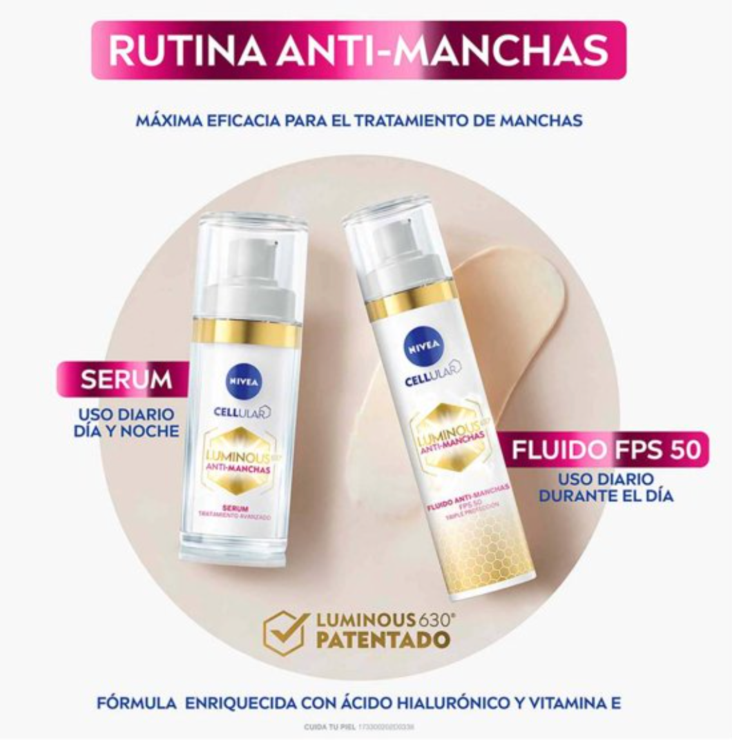 Rutina Anti-Manchas Nivea Luminous630 Serum 30 ml + Fluido 40 ml - .