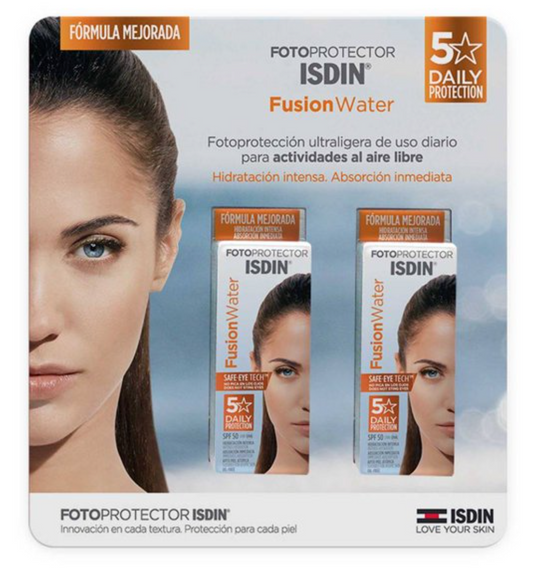 Fotoprotector ISDIN Fusion Water con FPS 50 2 pzas de 50 ml c/u - .