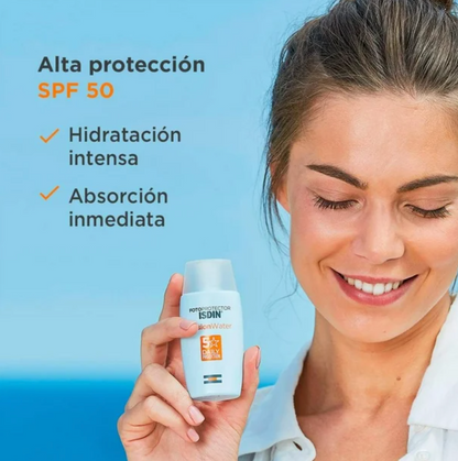 Fotoprotector ISDIN Fusion Water con FPS 50 2 pzas de 50 ml c/u - .