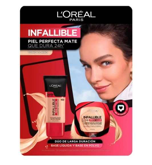 Base de Maquillaje L'Oréal Paris Infallible Tono Claro 2 pzas - .