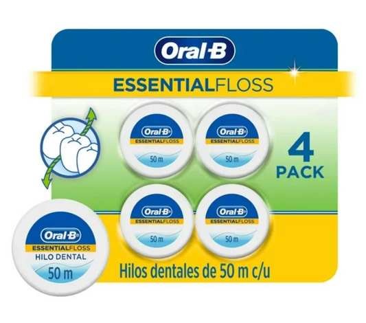 Hilo Dental Oral-B Essential Floss 4 pzas de 50 m c/u - .