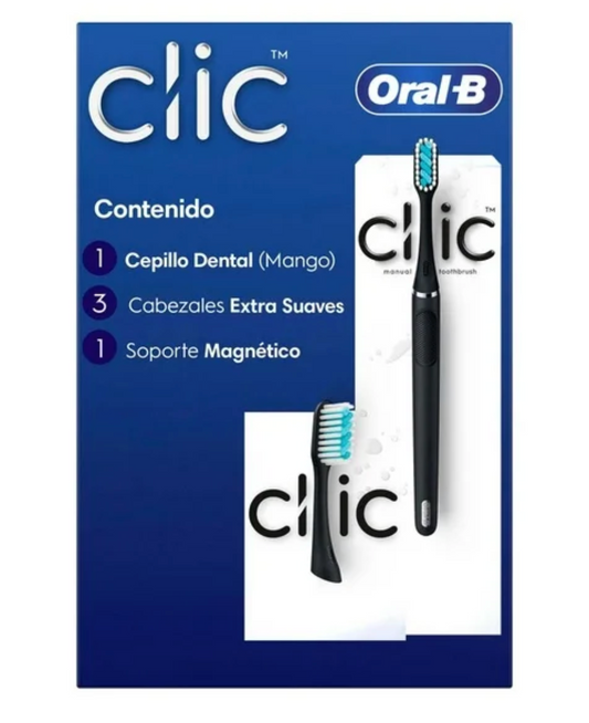 Cepillo Dental Oral-B Clic 1 pza + 3 Cabezales Extra Suave + Soporte Magnético - .
