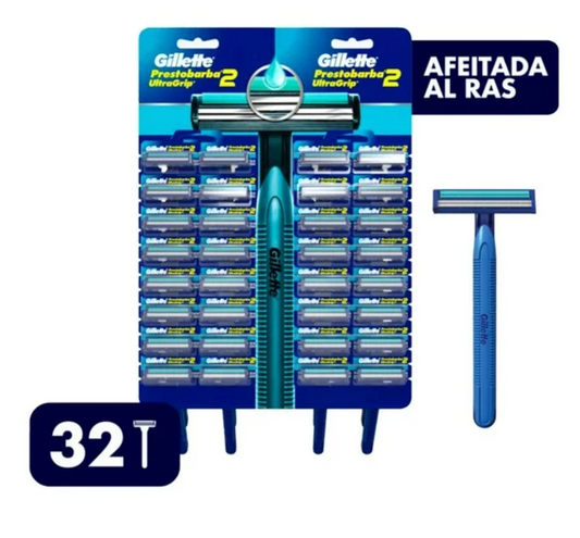 Rastrillo para afeitar desechable Gillette Prestobarba ultragrip2 32 pzas - .