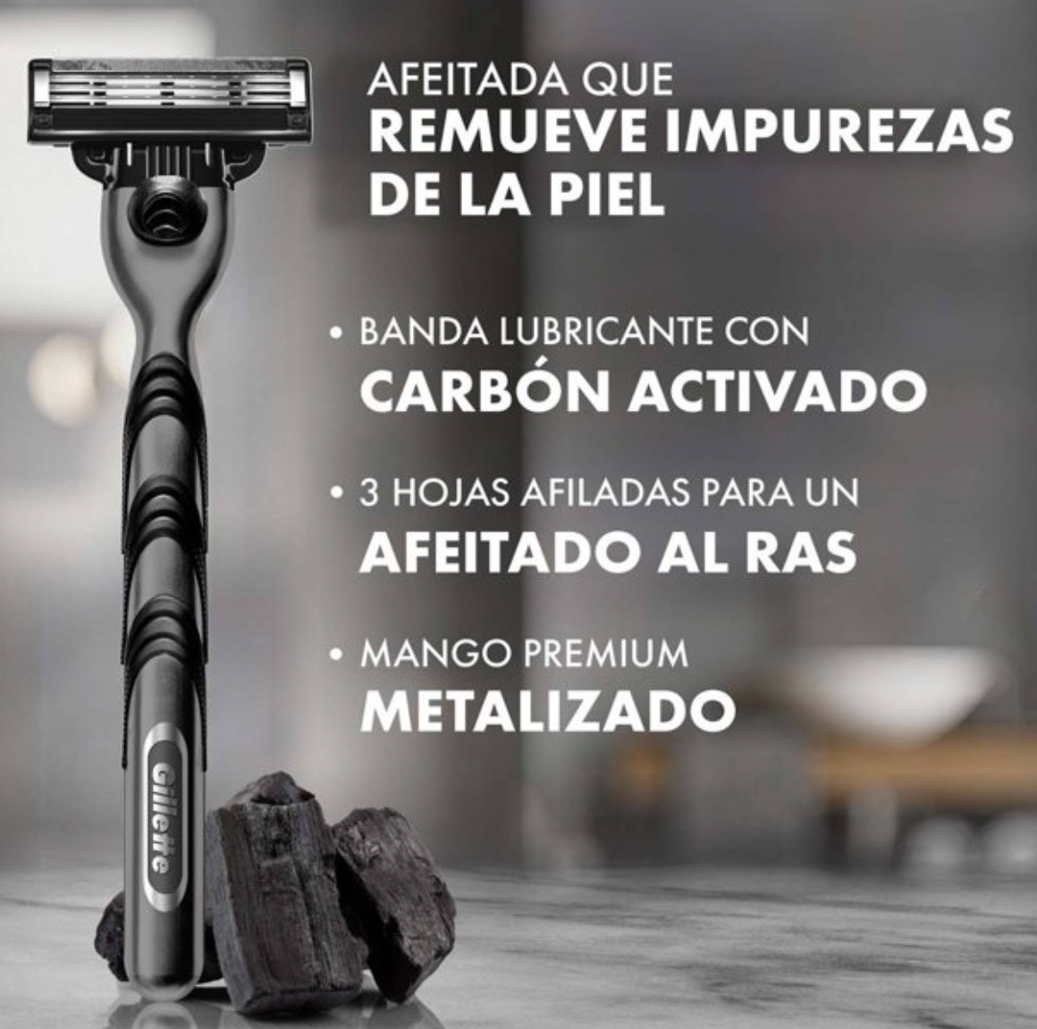 Repuesto Rastrillo de Afeitar Gillette Mach3 Mach3 con Carbón Activado 12 pzas - .