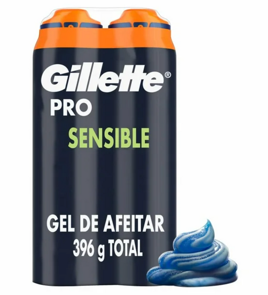 Gel de Afeitar Gillette Pro Piel Sensible 2 pzas de 198 g c/u - .
