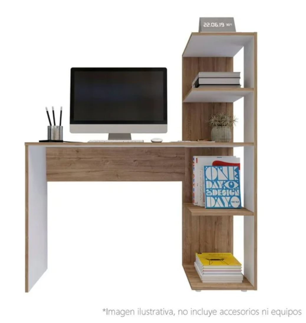 Escritorio con Biblioteca Maderkit Tera P01017EB-DU - .