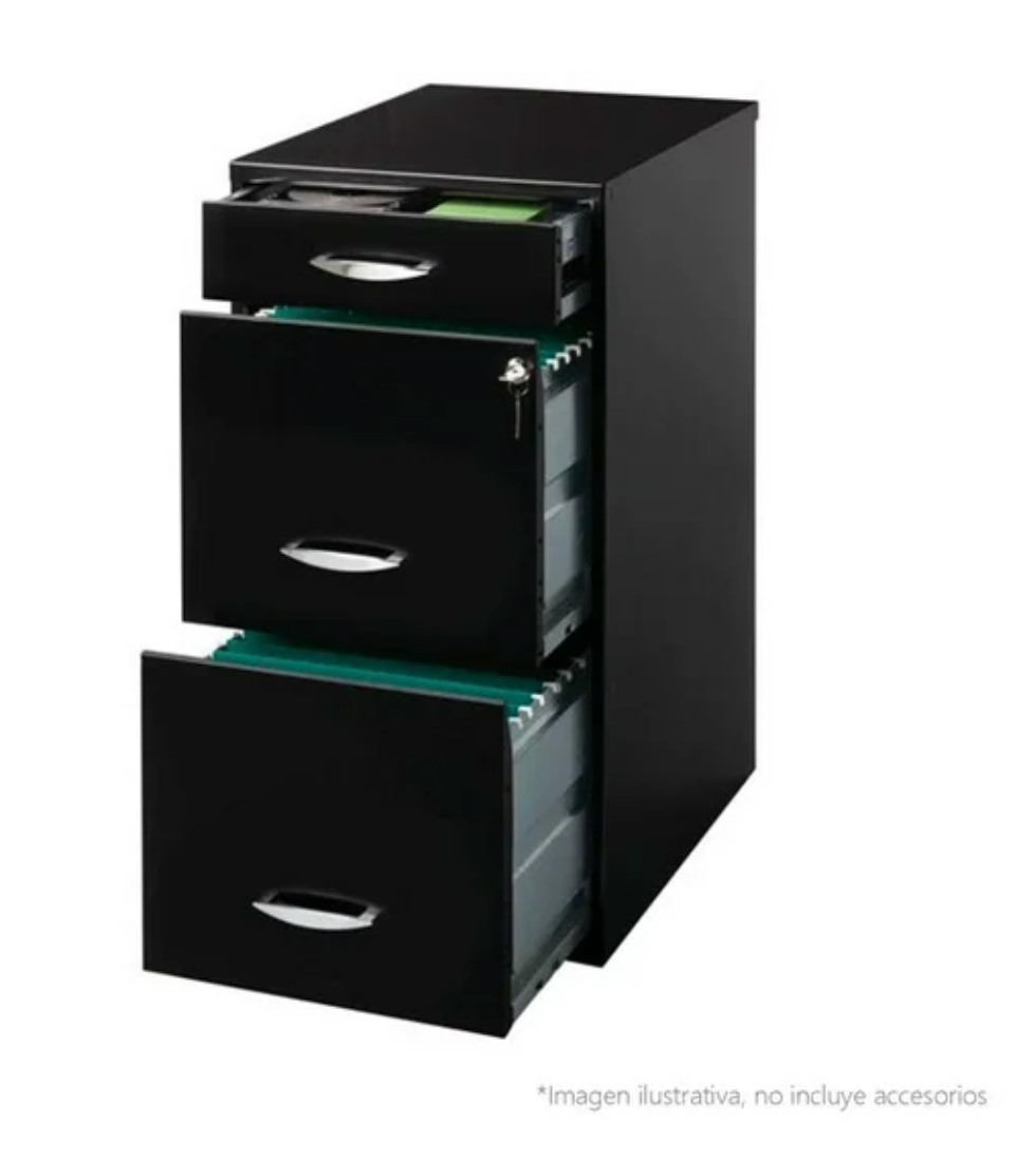 Archivero Space Solutions 3 Gavetas Negro - .