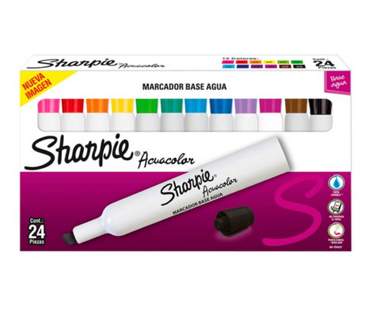 Marcadores Sharpie Acuacolor 24 pzas - .