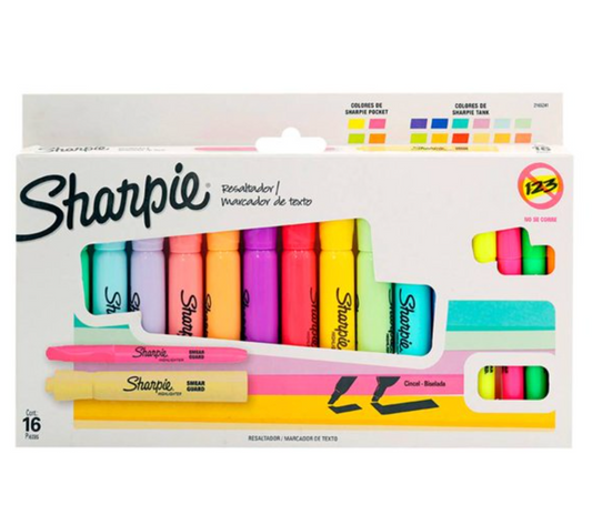 Marcadores Resaltadores Sharpie Pastel 16 pzas - .