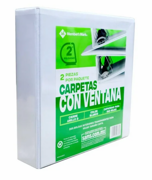 Set de Carpetas Member's Mark de 2 Pulgadas con Ventana Blanco 2 pzas - .