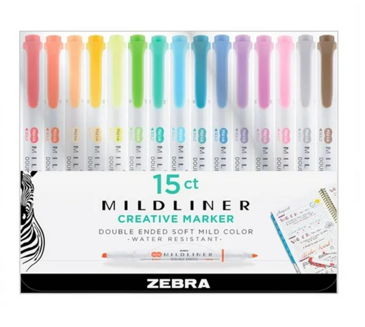 Marcadores Creativos Zebra Mildliner Doble Punta con 15 pzas Colores Surtidos - .