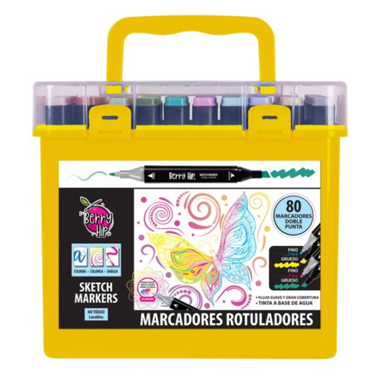 Marcadores Rotuladores Berry Hip Berry Hip Estuche con 80 pzas Doble Punta 80M08AM - .