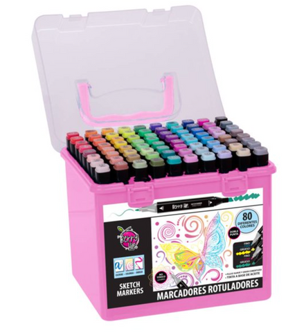 Marcadores Rotuladores Berry Hip Berry Hip Estuche con 80 pzas Doble Punta 80M09RA - .