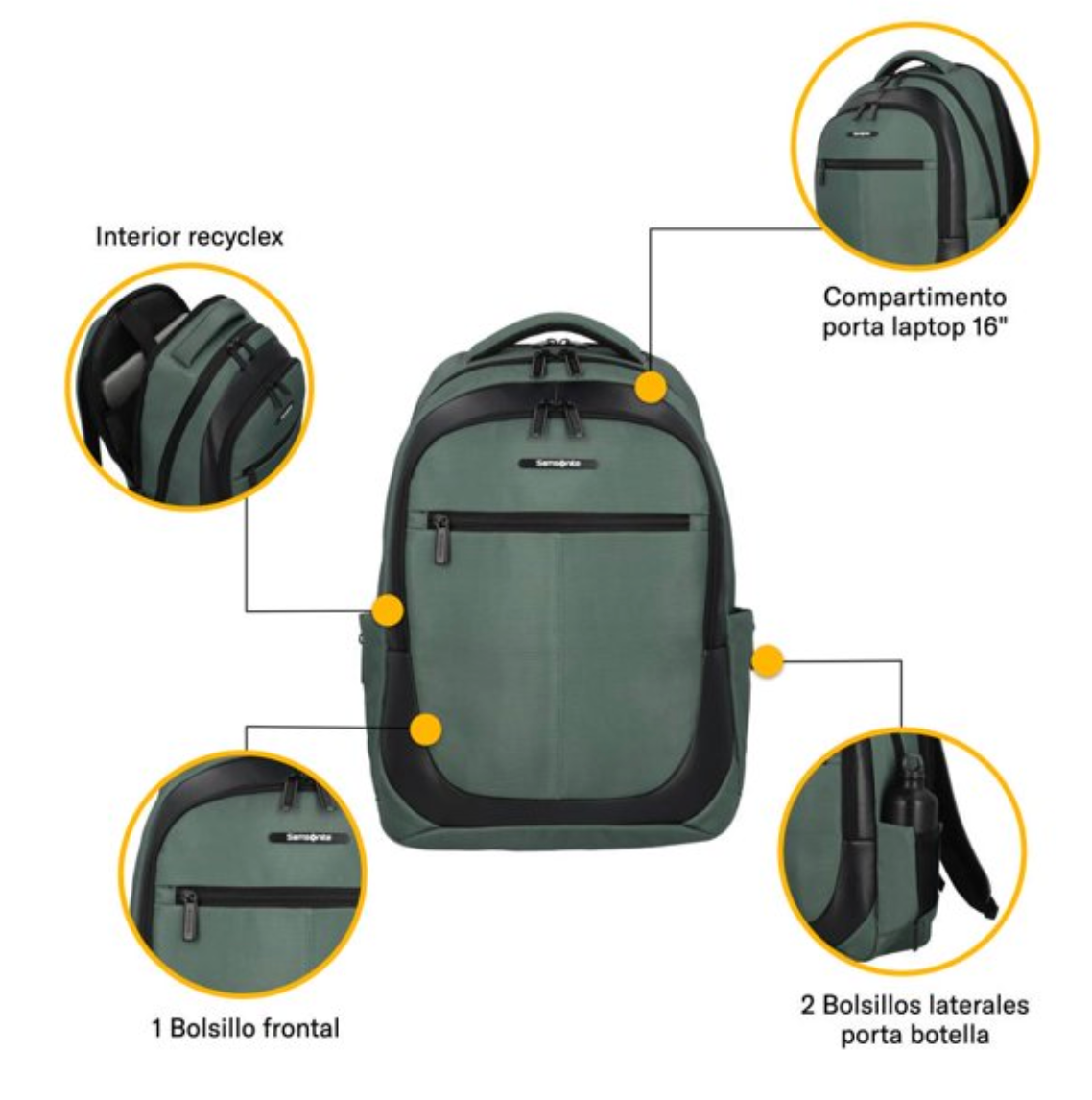 Backpack Samsonite Portalaptop 16" Verde  - .
