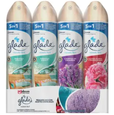 Aromatizante en Aerosol Glade 4 Pzas de 400 Ml