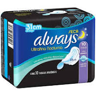 Caja toalla femenina Always active ultra fina nocturna C/A 24C/10P