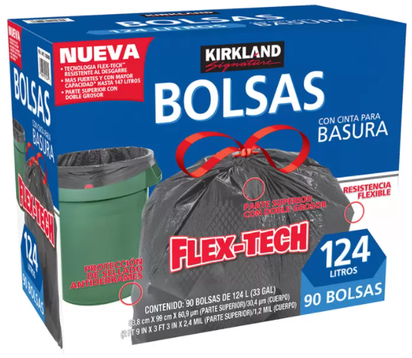 Kirkland Signature Bolsas para Basura 90 pzas de 124 l