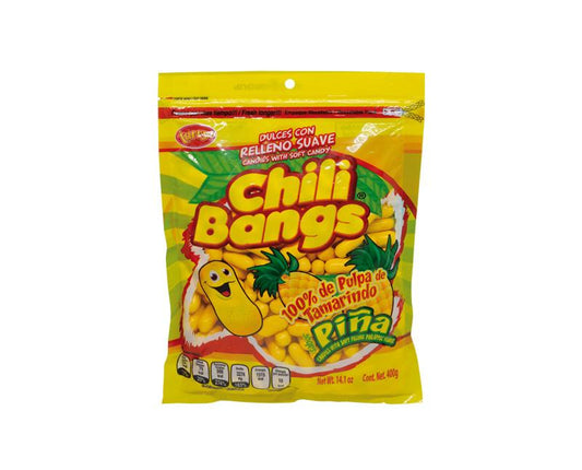 Caja Dulce Macizo Enchilado Tarry Chili Bangs Pina con 25 bolsas de 400 gramos - Tarry-Dulce Macizo-Tarry-MayoreoTotal
