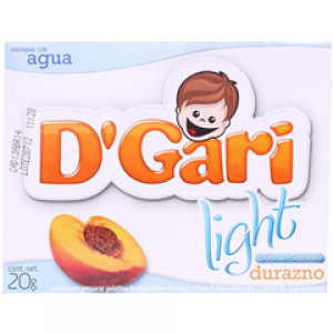 Caja Gelatina D'Gari Light Durazno de 20 grs con 24 piezas - D'Gari-Postres, Gelatinas, Pasteles-DÂ´Gari-MayoreoTotal