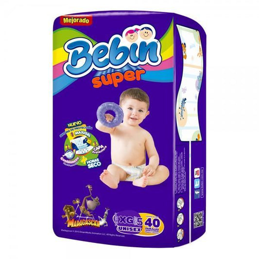 Caja pañal Bebin Super talla extra grande en 4 paquetes de 40 piezas - Lambi-Pañales-Lambi-MayoreoTotal