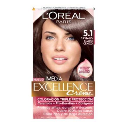 Caja Tinte Imedia Castaño Claro Cenizo de 5.1 con 12 piezas - L´oréal-Tintes-L´Oreal-MayoreoTotal
