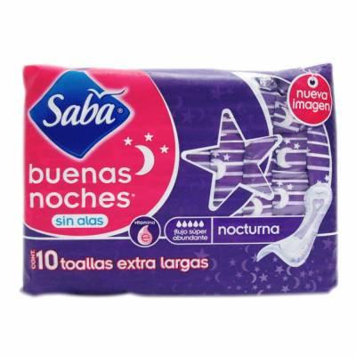 Caja toallas femeninas Saba Buenas Noches sin alas en 16 paquetes con 10 piezas - SCA-Toalla Femenina-SCA-MayoreoTotal