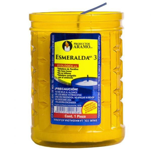 Caja Veladora Aramo Esmeralda No.3 de 12 piezas - Aramo-Veladoras-Aramo-MayoreoTotal