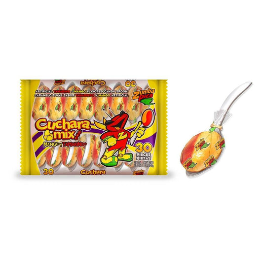 Media Caja Dulce Enchilado Cuchara Mix Mango en 10 bolsas de 20 piezas - Zumba-Dulce Enchilado-Zumba-MayoreoTotal