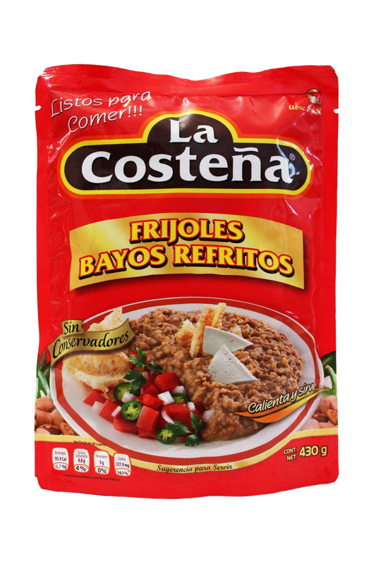 Media Caja Frijol Bayo Refrito Bolsa de 430 grs con 6 pouches - La Costeña-Frijoles Enlatados-La Costeña-MayoreoTotal