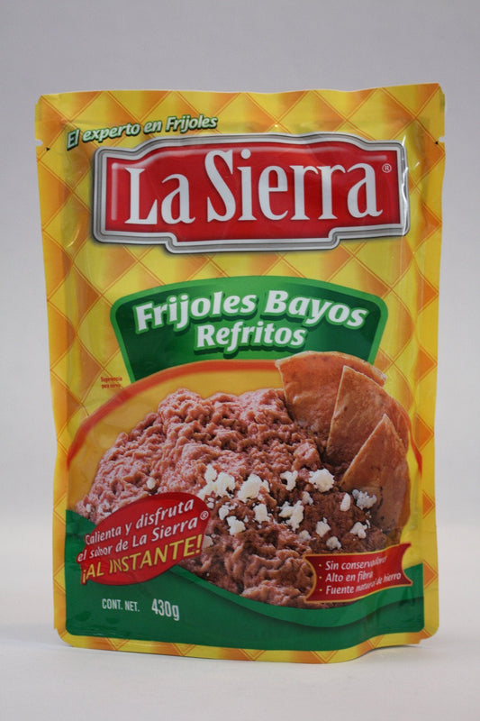 Media Caja Frijol Bayo Refrito Bolsa La Sierra de 430 grs con 12 bolsas - Sabormex-Frijoles Enlatados-Sabormex-7501052420172-MayoreoTotal