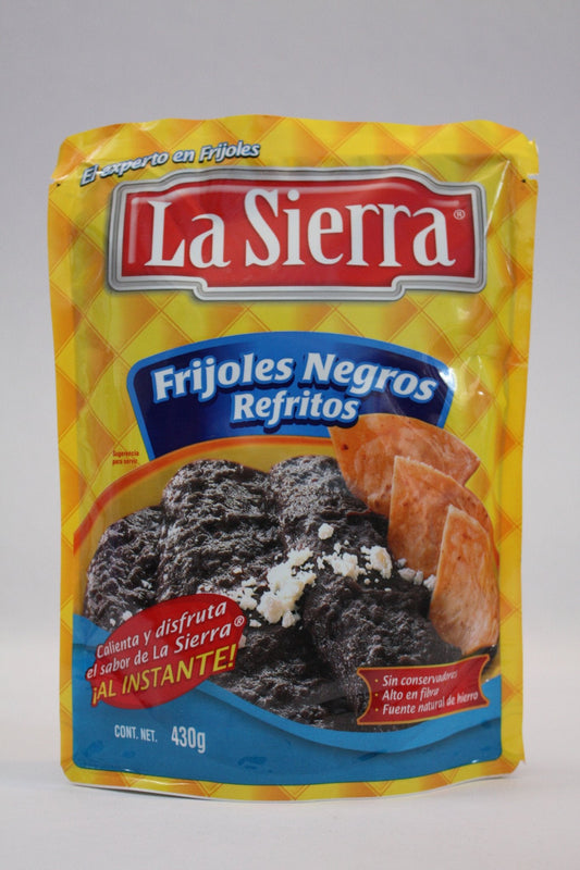 Media Caja Frijol Negro Refrito Bolsa La Sierra de 430 grs con 12 bolsas - Sabormex-Frijoles Enlatados-Sabormex-7501052420165-MayoreoTotal