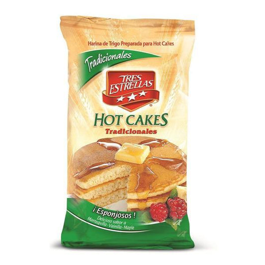 Media Caja Harina para Hot cakes Tradicional Tres Estrellas de 1 kg con 5 piezas - La Moderna-Harinas-La Moderna-MayoreoTotal