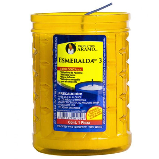 Media Caja Veladora Aramo Esmeralda No.3 de 6 piezas - Aramo-Veladoras-Aramo-MayoreoTotal