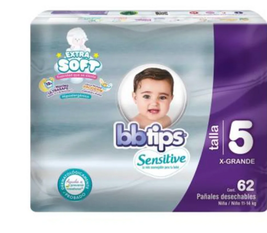 Caja de pañales Chicolastic Bebe Tips talla extra grande 2C/62P
