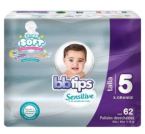 Media Caja pañales Chicolastic Bebe Tips talla extra grande 1C/62P